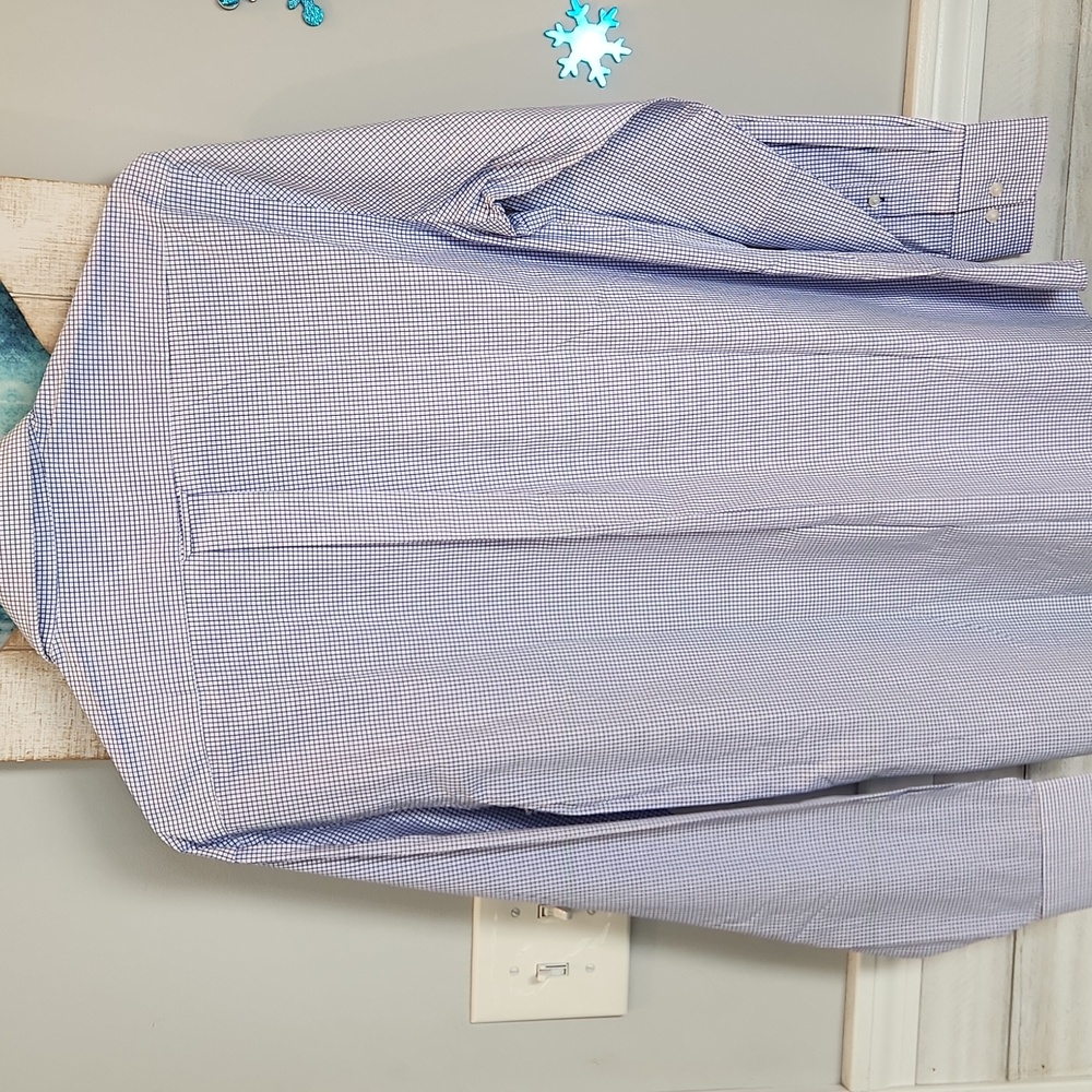 NWT Tommy Hilfigar Men's Blue Checkered Button-Down Shirt Sz 34-35 15 1/2 - Picture 5 of 5